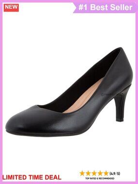 Comfort Plus Mid-Heel Round Toe Pump Faux Leather Business Casual